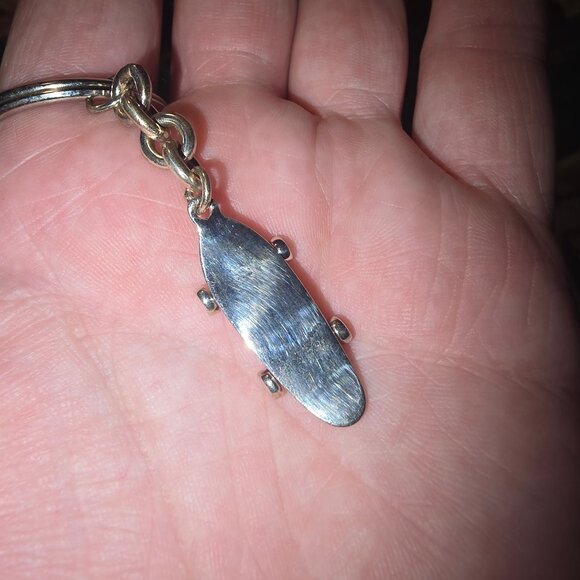 sterling silver skateboard keychain moving wheels - Picture 2 of 4